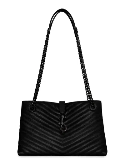 Shop Rebecca Minkoff Women's Medium Edie Leather Tote Bag In Black