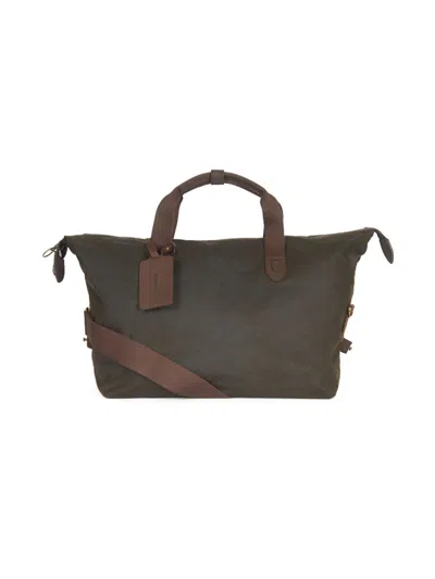 Shop Barbour Men's Islington Holdall Waxed-cotton Weekender In Olive
