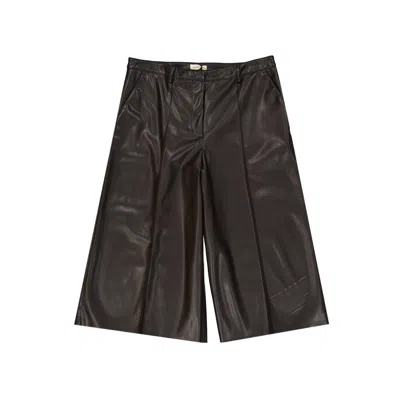 Shop Blanca Vita Faux Leather Shorts In Brown