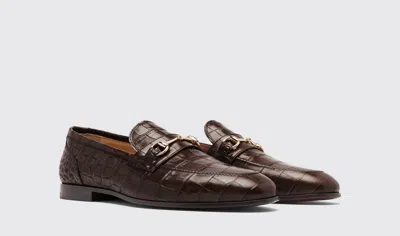 Scarosso Alessandro Dark Brown Croco In Dark Brown - Croco-printed Calf
