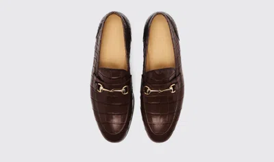 Scarosso Alessandro Dark Brown Croco In Dark Brown - Croco-printed Calf