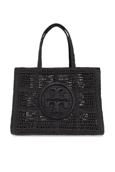 Shop Tory Burch Ella Crochet Large Tote Bag In Black