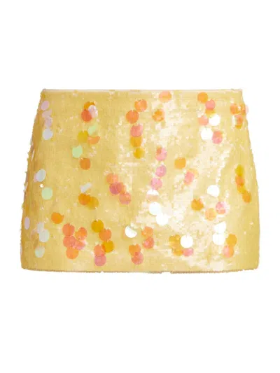 Shop Guizio Women's Sequined Low-rise Miniskirt In Soft Daisy