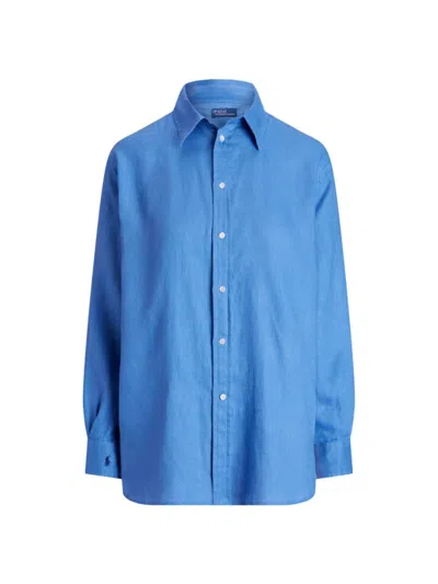 Shop Polo Ralph Lauren Women's Linen Relaxed-fit Shirt In Rig Blue