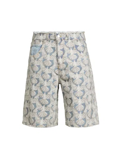 Shop 3paradis Men's Distressed Dove Denim Shorts In White Washed Blue