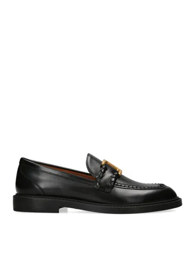 Shop Chloé Leather Marcie Loafer Black