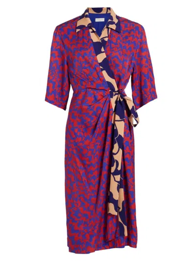 Shop Dries Van Noten Women's Dakolai Geometric Wrap Midi-dress In Red