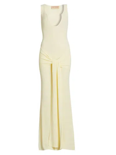 Shop Aya Muse Women's Wallu Cotton-blend Tie-waist Maxi Dress In Buttercream