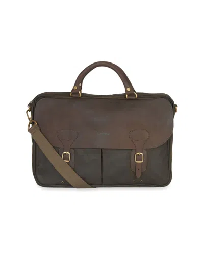 Shop Barbour Men's Wax Finish Briefcase In Olive