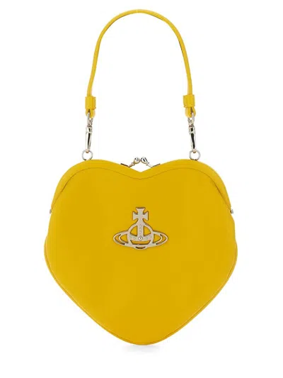 Shop Vivienne Westwood Orb Logo Plaque Heart In Yellow
