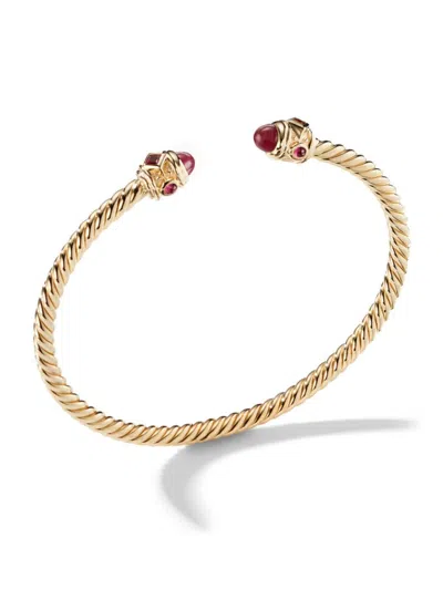 Shop David Yurman Women's Renaissance Cablespira Bracelet In 18k Yellow Gold In Ruby