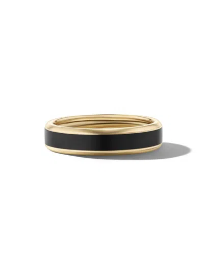 Shop David Yurman Men's Beveled Band Ring In 18k Yellow Gold In Black