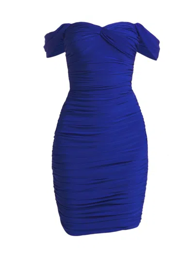 Shop Norma Kamali Women's Walter Shirred Knee-length Dress In Electric Blue