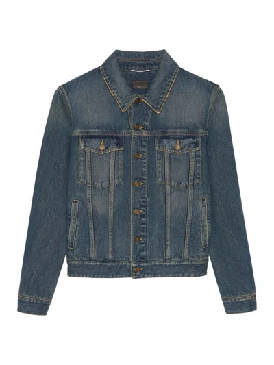 Shop Saint Laurent Men's Classic Denim Jacket In Deep Vintage Blue