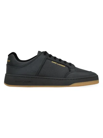Shop Saint Laurent Women's Sl/61 Low-top Sneakers In Perforated Leather In Noir