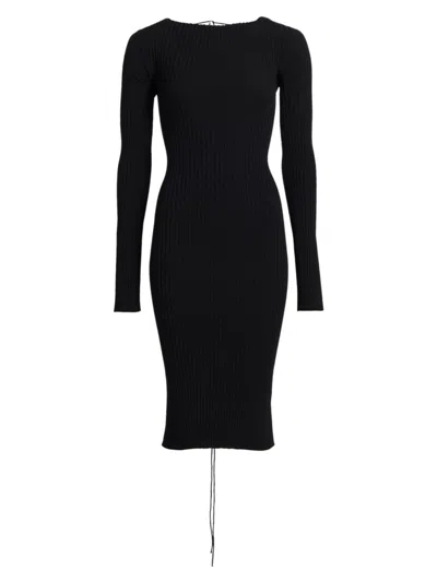 Shop Stella Mccartney Women's Compact Lace-up Midi-dress In Black