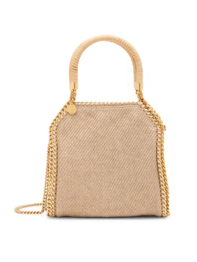 Shop Stella Mccartney Women's Falabella Woven Raffia Mini Tote Bag In Natural