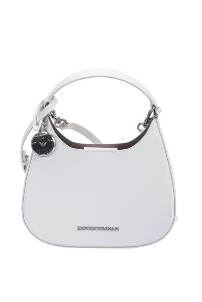Shop Emporio Armani Logo Lettering Charm Mini Shhoulder Bag In White