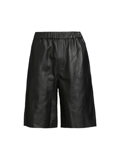 Shop Ami Alexandre Mattiussi Men's Leather Bermuda Shorts In Black