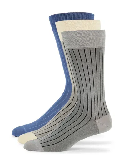 Shop Paul Smith Men's 3-pack Striped Cotton-blend Socks In Neutral