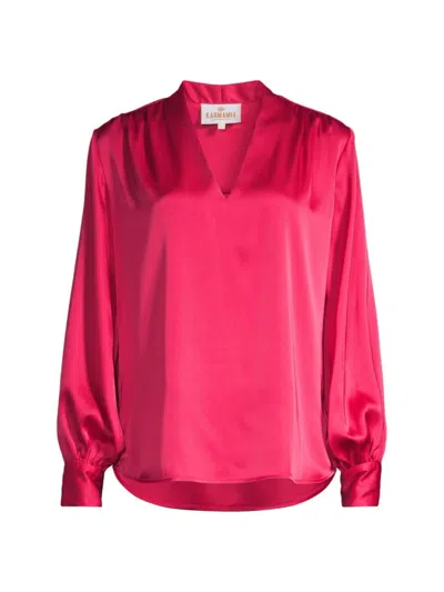 Shop Karmamia Women's Edith V-neck Satin Blouse In Deep Pink