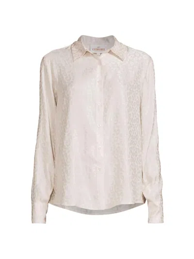 Shop Karmamia Women's Alma Jacquard Silk-blend Shirt In Ivory Leo Silk