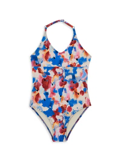 Shop Vilebrequin Little Girl's & Girl's Flowers In The Sky One-piece Swimsuit In Neutral