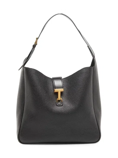 Shop Tom Ford Women's Medium Monarch Leather Hobo Bag In Black