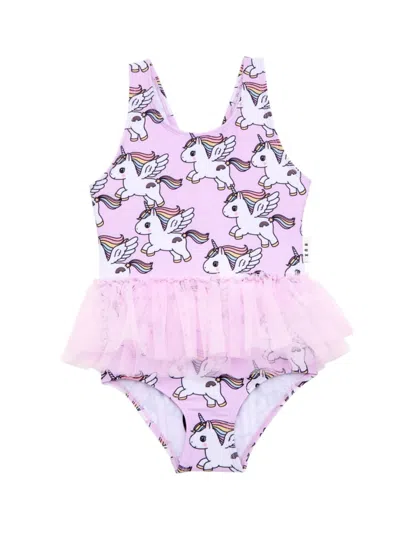 Shop Huxbaby Baby Girl's, Little Girl's & Girl's Magical Unicorn Ballet Swimsuit In Bright Orchid