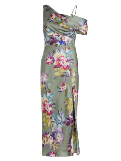Shop Nicholas The Label Women's Finley Floral Asymmetric Maxi Dress In Seagrass Antique Floral
