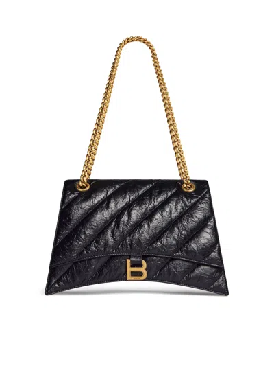 Shop Balenciaga Crush Bag With Medium Quilted Chain For Women In Black