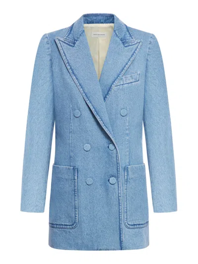 Shop Dries Van Noten Double-breasted Denim Jacket In Blue