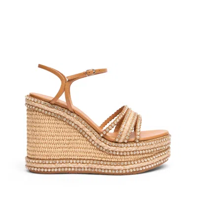Shop Casadei Limelight Wedges - Woman Wedges And Slides Natur  And  Toffee 38