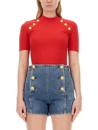 Shop Balmain Slim Fit T-shirt In Red