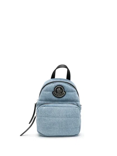 Shop Moncler Quilted Cotton Kilia Backpack With Logo In Blue