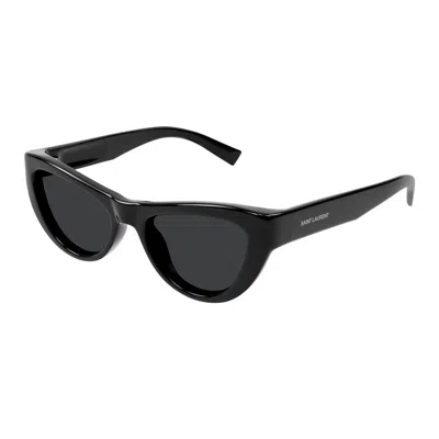 Saint Laurent Sl 676 Linea New Wave 001 Black Sunglasses In Black