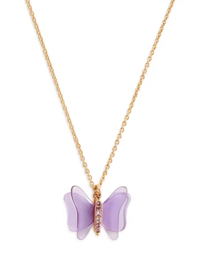 Shop Coach Butterfly Embellished Necklace In Purple