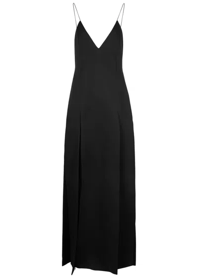 Shop Khaite Nonya Satin Maxi Dress In Black