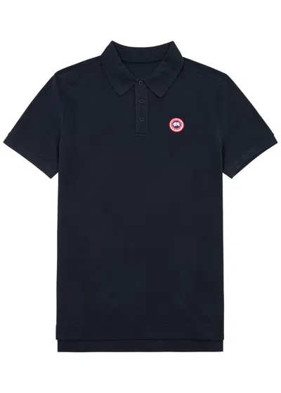 Shop Canada Goose Beckley Logo Piqué Cotton Polo Shirt In Navy