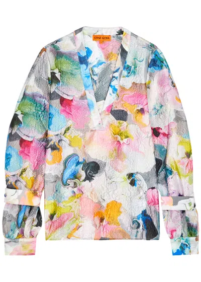 Shop Stine Goya Nandya Printed Cloqué Taffeta Blouse In Multicoloured 1