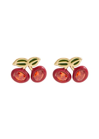 Shop Coach Cherry Embellished Stud Earrings In Red