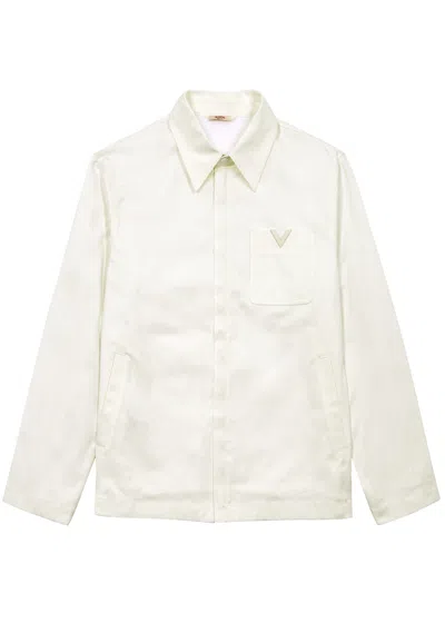 Shop Valentino Canvas Overshirt In Cream