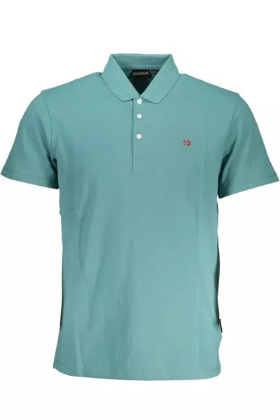 Shop Napapijri Green Cotton Polo Shirt