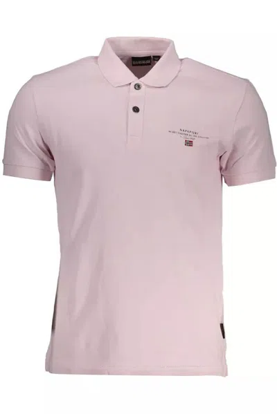Shop Napapijri Pink Cotton Polo Shirt