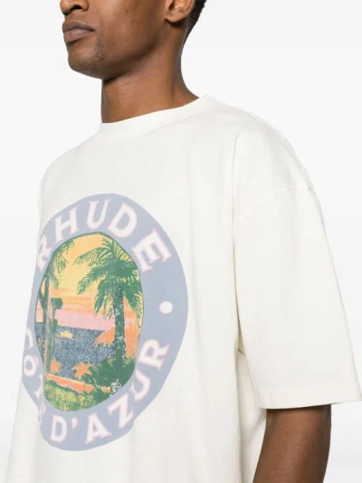 Shop Rhude Lago Cotton T-shirt In White