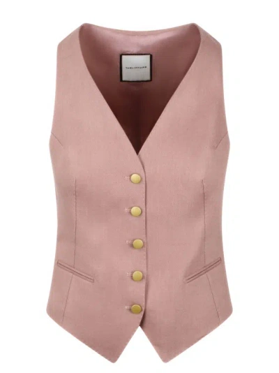 Shop Tagliatore Linen Waistcoat In Pink