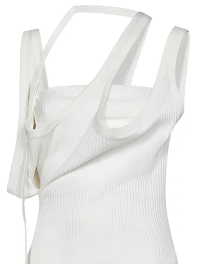 Shop Attico White Ribbed Cotton Jersey Top