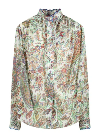 Shop Etro Printed Cotton Shirt In Multicolor