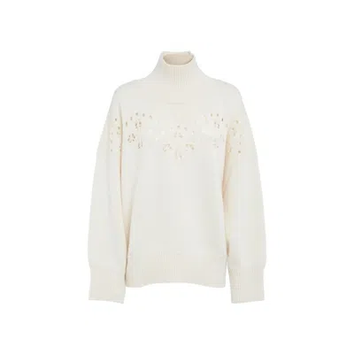 Shop Chloé Knitted Wool Sweater In White
