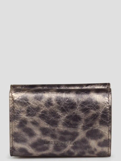 Shop Balenciaga Le Cagole Metallized Leather Wallet In Brown